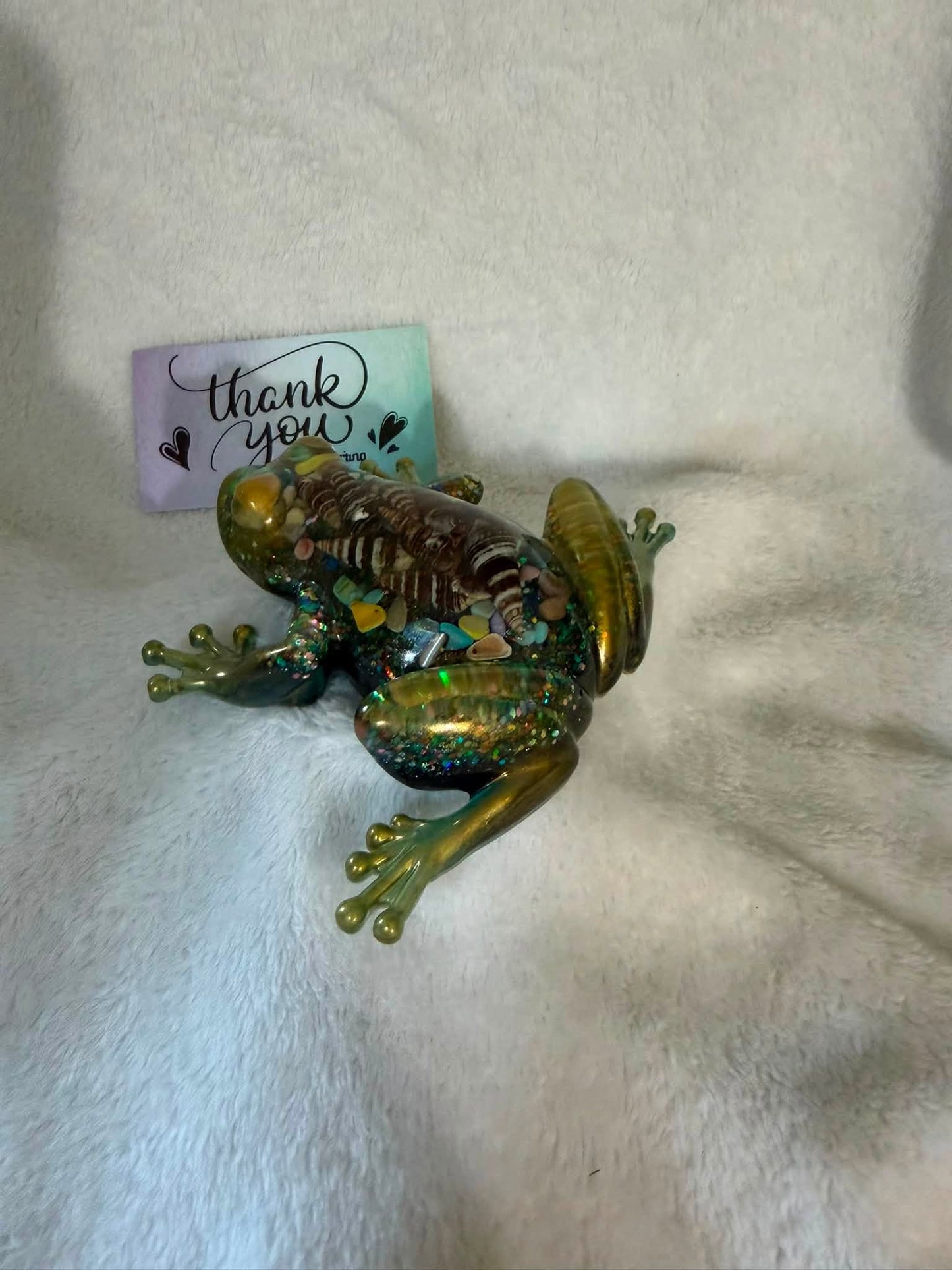 Medium Frog Figurine with Seashells & Shell Fragments