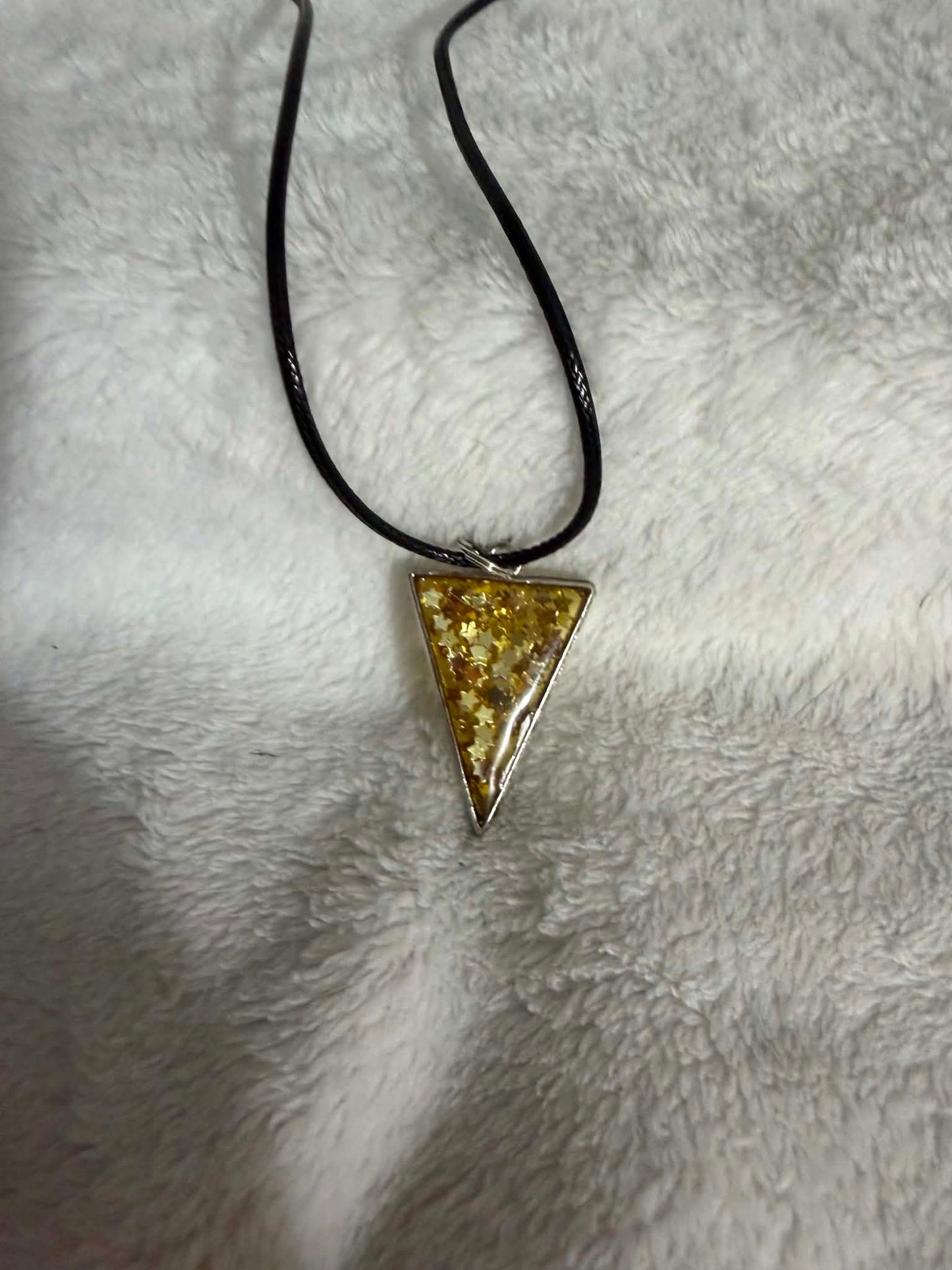 Gold Glitter Star Triangle Resin Pendant Necklace