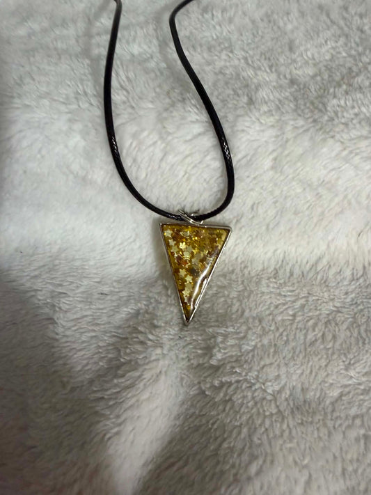 Gold Glitter Star Triangle Resin Pendant Necklace