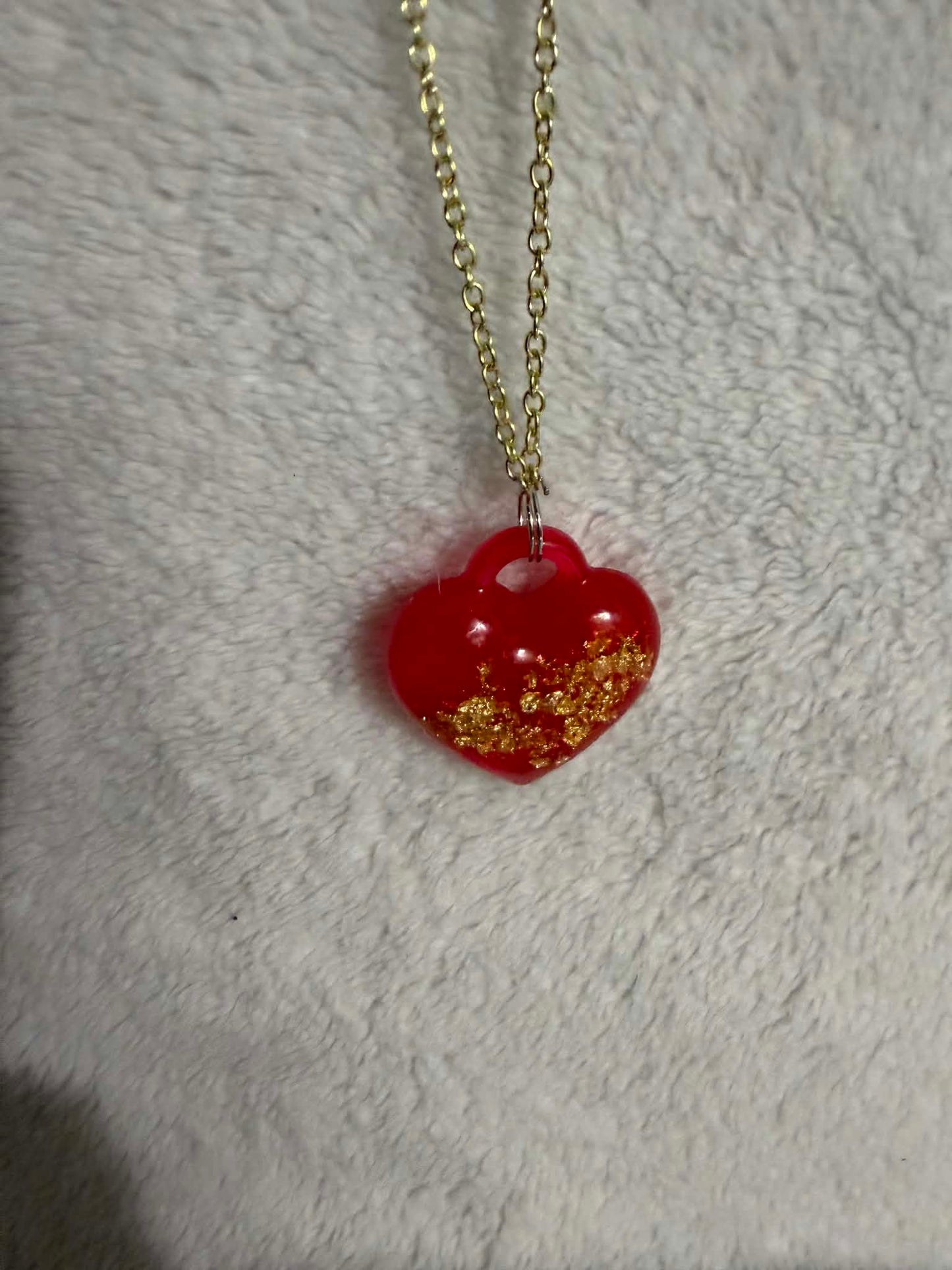 Crimson Heart Resin Pendant Necklace