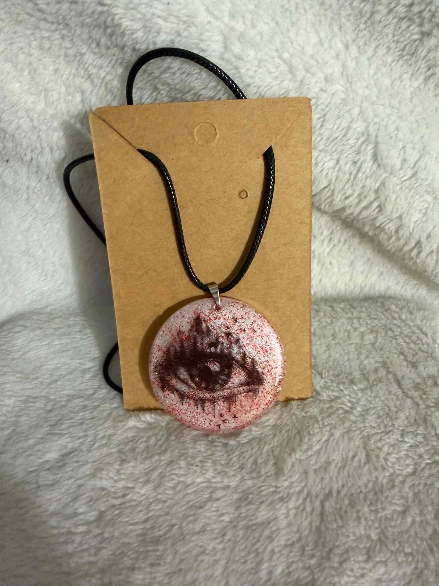 Gothic Eye Resin Circle Pendant Necklace